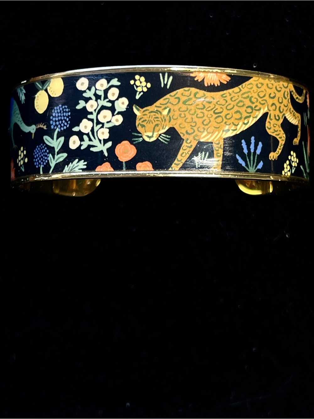 “Menagerie” Gold Plated Enameled Cuff Bracelet by Ruffle Paper Co.